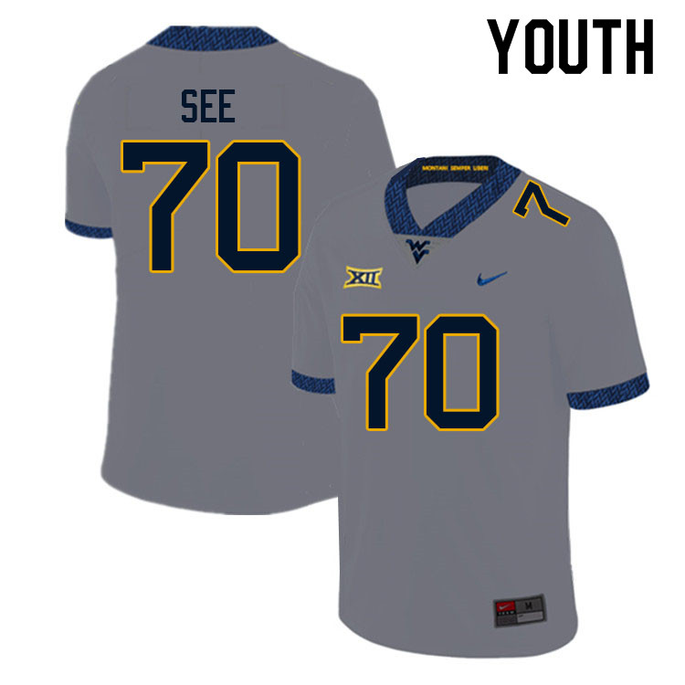 NCAA Youth Shawn See West Virginia Mountaineers Gray #70 Nike Stitched Football College Authentic Jersey UB23M48UV